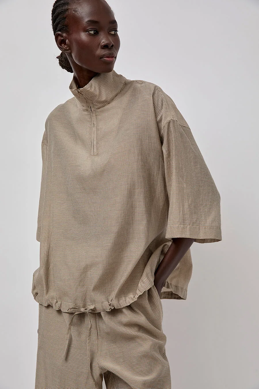 RUS Sonno Shirt in Gingham Toffee sold by No. 6