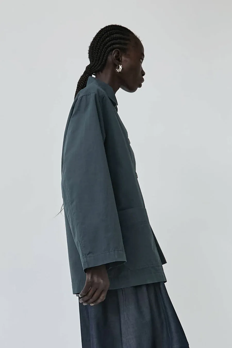 Mijeong Park Linen Blend Work Jacket in Blue Grey sold by No. 6 product image thumbnail 4