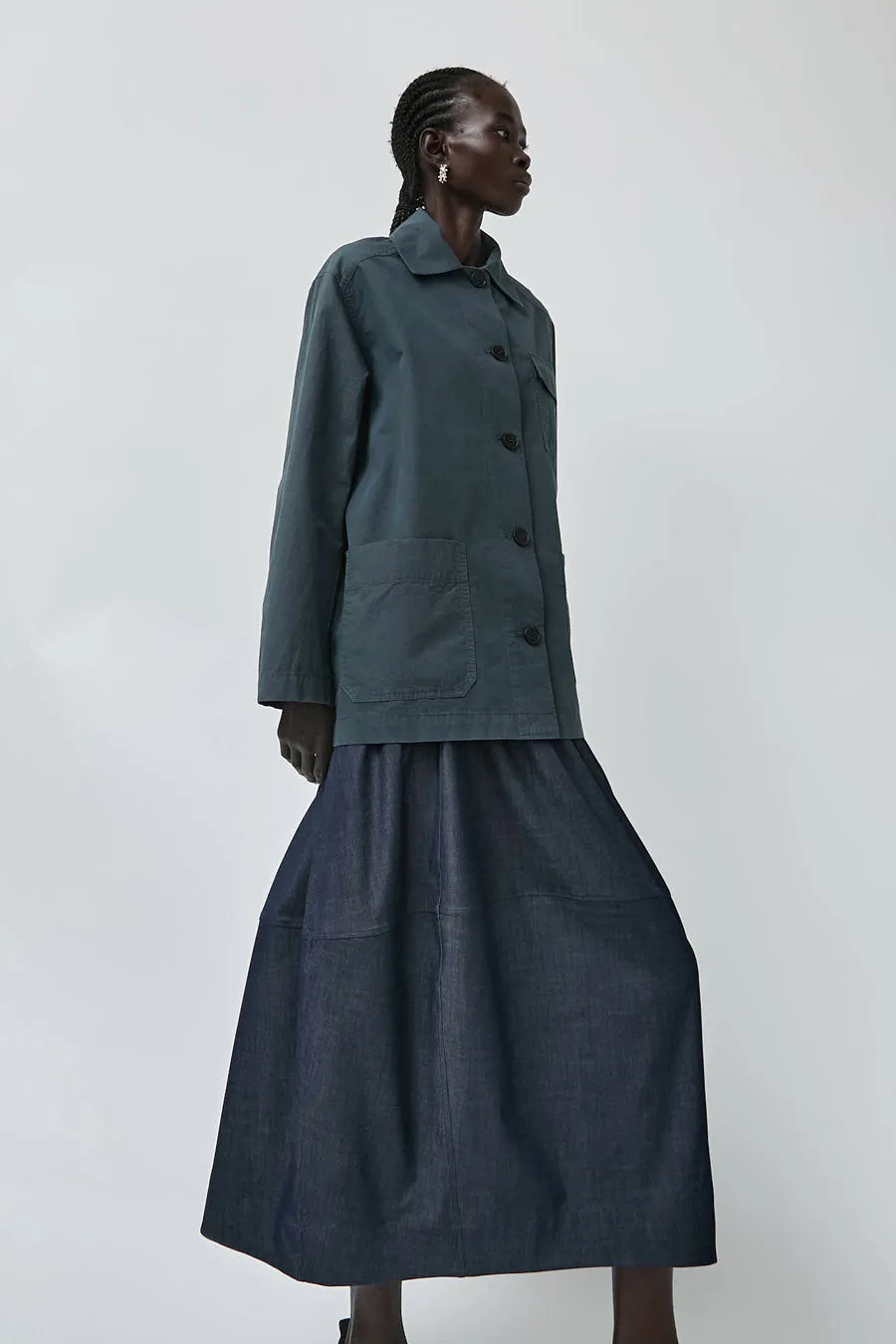 Mijeong Park Linen Blend Work Jacket in Blue Grey sold by No. 6 product image thumbnail 5