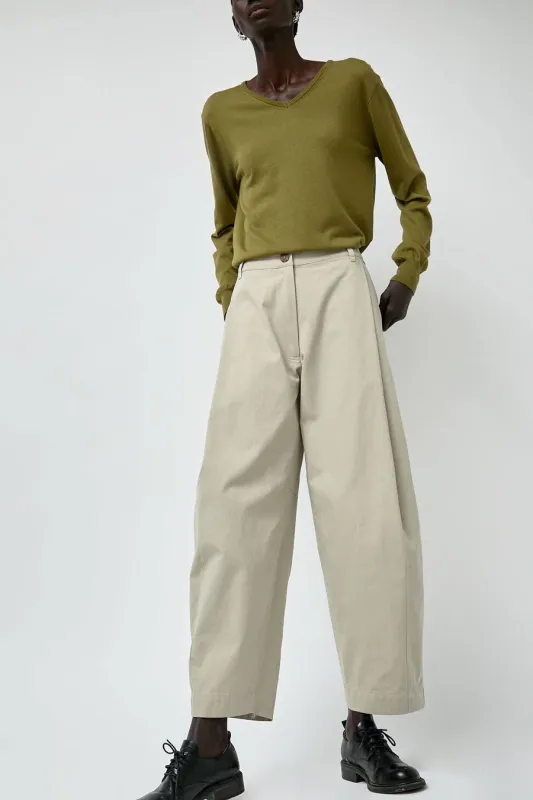Mijeong Park Cotton Barrel-Leg Pants in Beige made by Mijeong Park