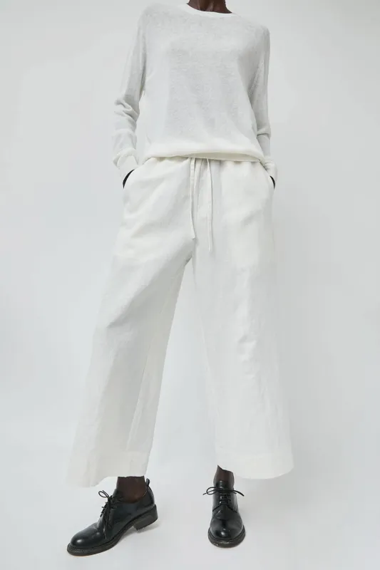 Mijeong Park Linen Blend Cropped Pants in Ivory made by Mijeong Park