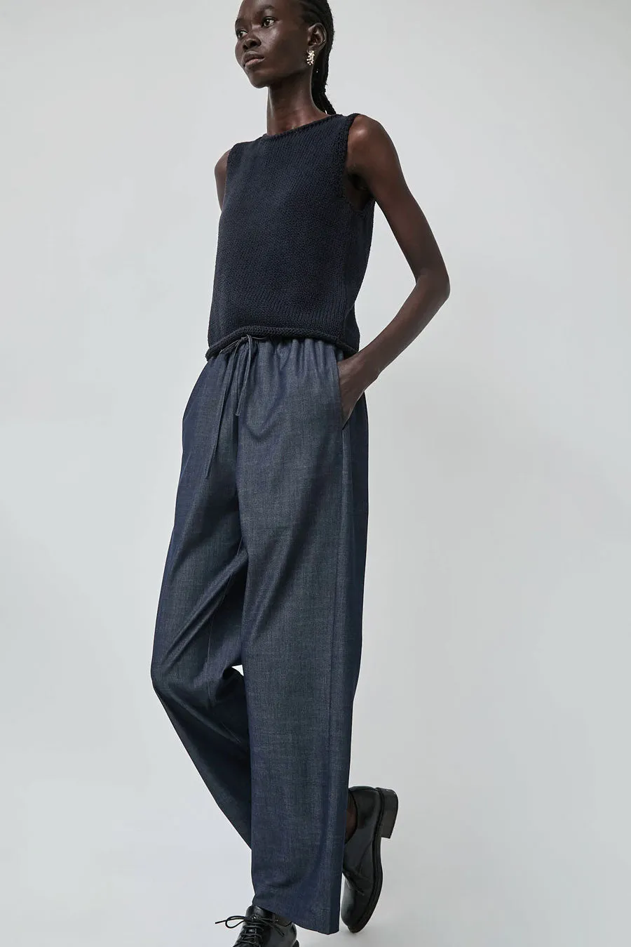 Mijeong Park Denim Drawstring Pants in Denim sold by No. 6