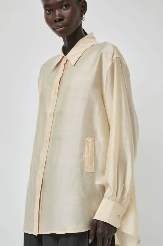 Mijeong Park Semi Sheer Shirt in Beige made by Mijeong Park
