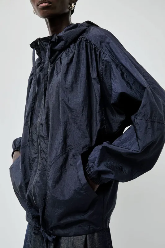 Mijeong Park Shirred Anorak in Navy made by Mijeong Park