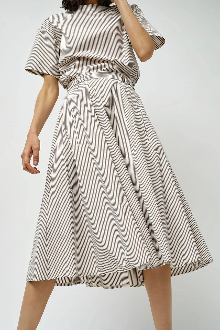 Rue Blanche Aro Skirt in Rust Stripe sold by No. 6