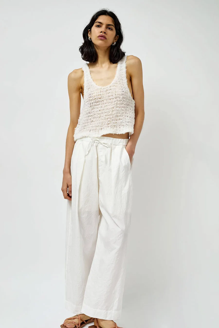 Sayaka Davis Linen Fur Tank in White sold by No. 6 product image thumbnail 5