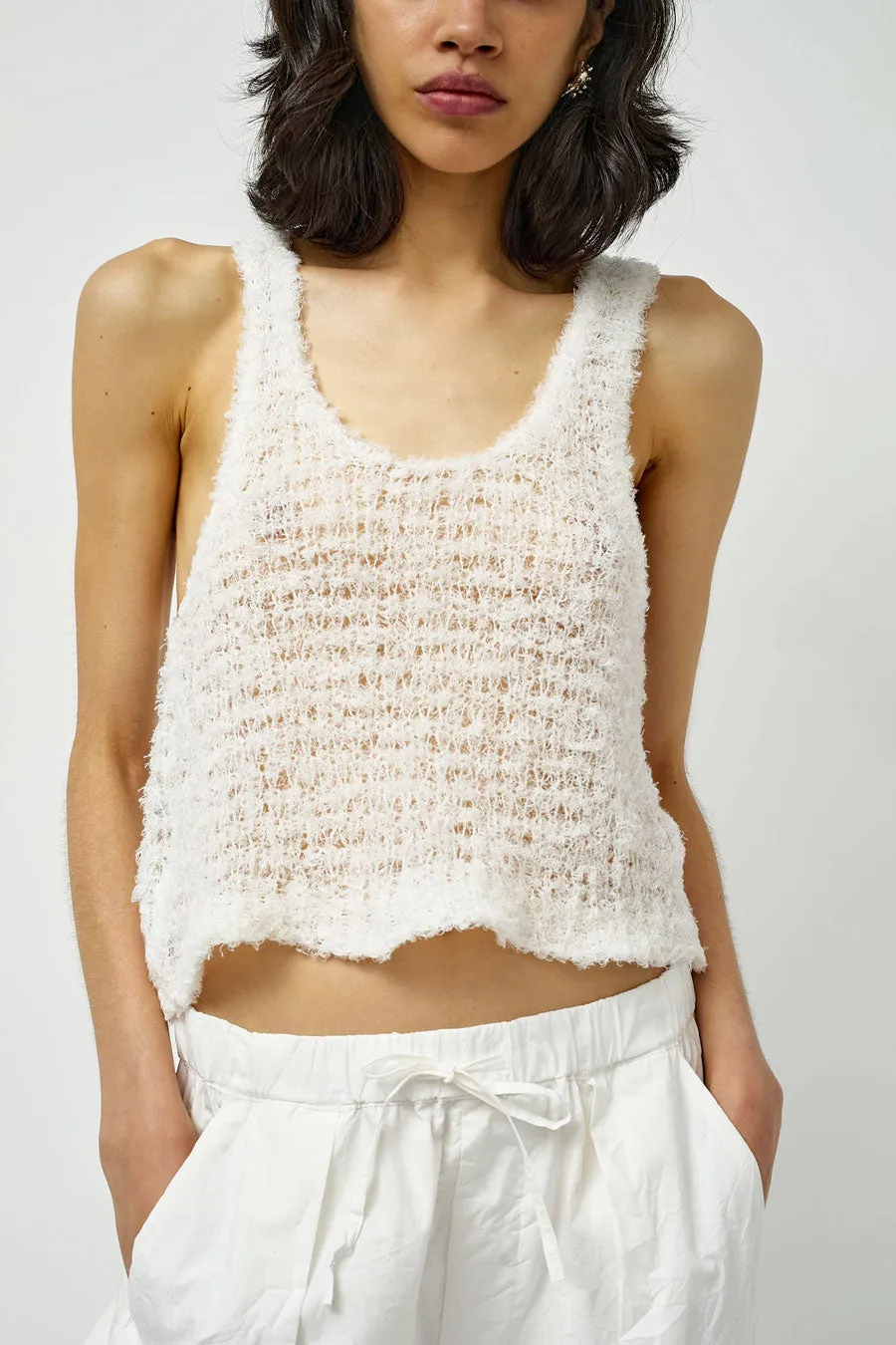 Sayaka Davis Linen Fur Tank in White sold by No. 6