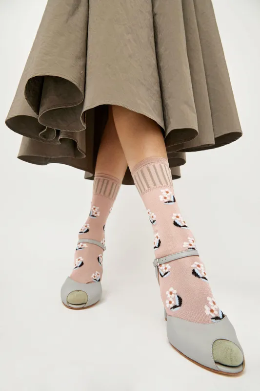 Exquisite J Deco Flowers Socks in Pink made by No. 6