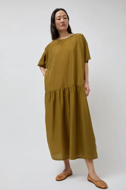 Black Crane Easy Dress in Dark Olive made by Black Crane