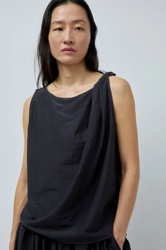 Black Crane Twisted Tank Top in Faded Black made by Black Crane