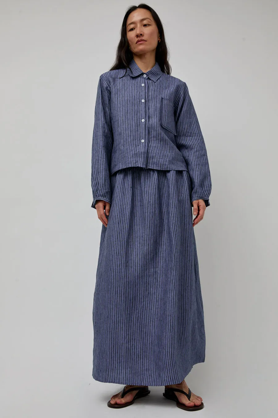 Deiji Studios Maxi Skirt in Azure Stripe sold by No. 6