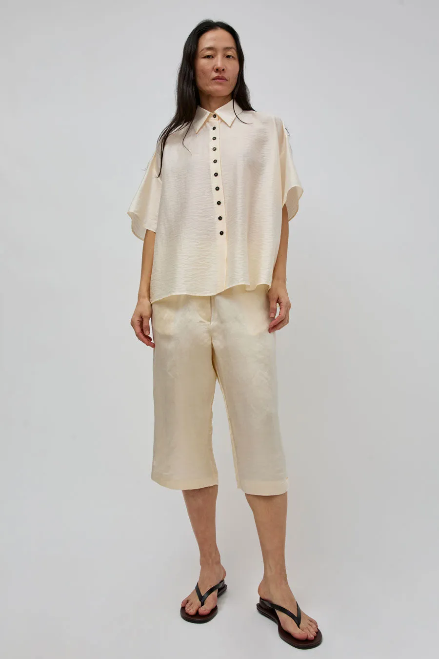 CORDERA Satin Capri Pants in Marfil sold by No. 6
