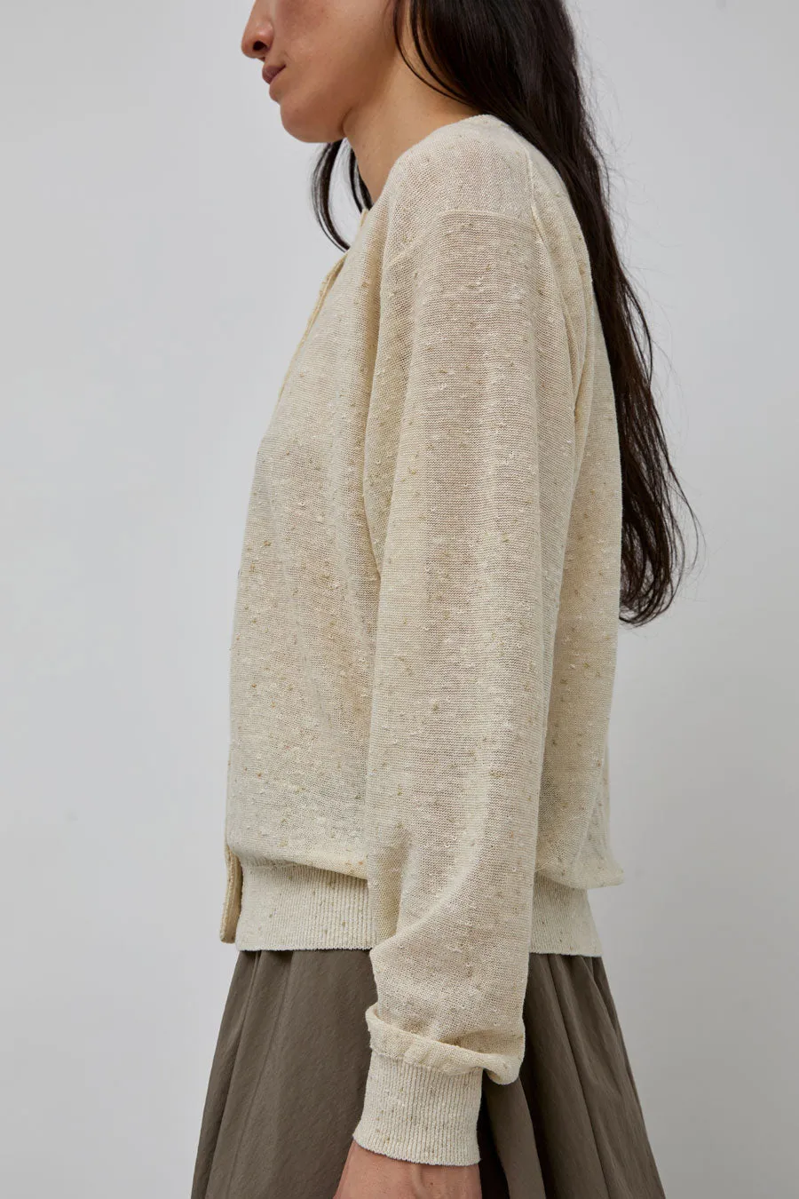 CORDERA Linen and Cotton Flecked Cardigan in Cream sold by No. 6 product image thumbnail 4