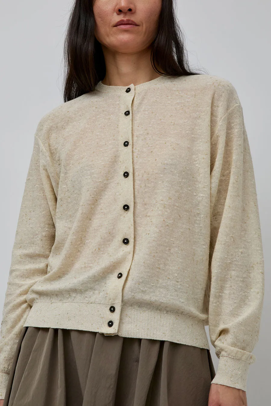 CORDERA Linen and Cotton Flecked Cardigan in Cream sold by No. 6 product image thumbnail 3