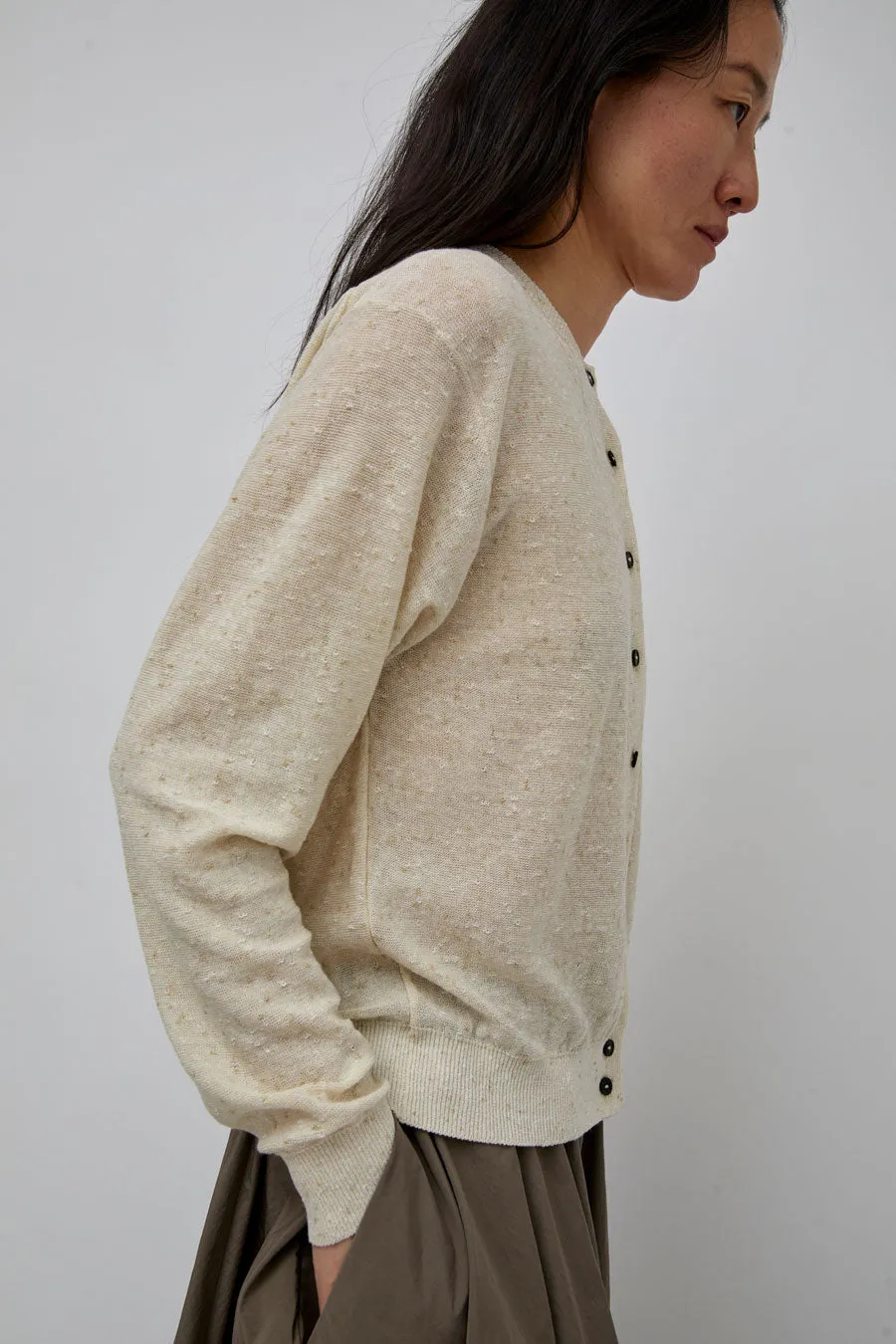 CORDERA Linen and Cotton Flecked Cardigan in Cream sold by No. 6 product image thumbnail 2