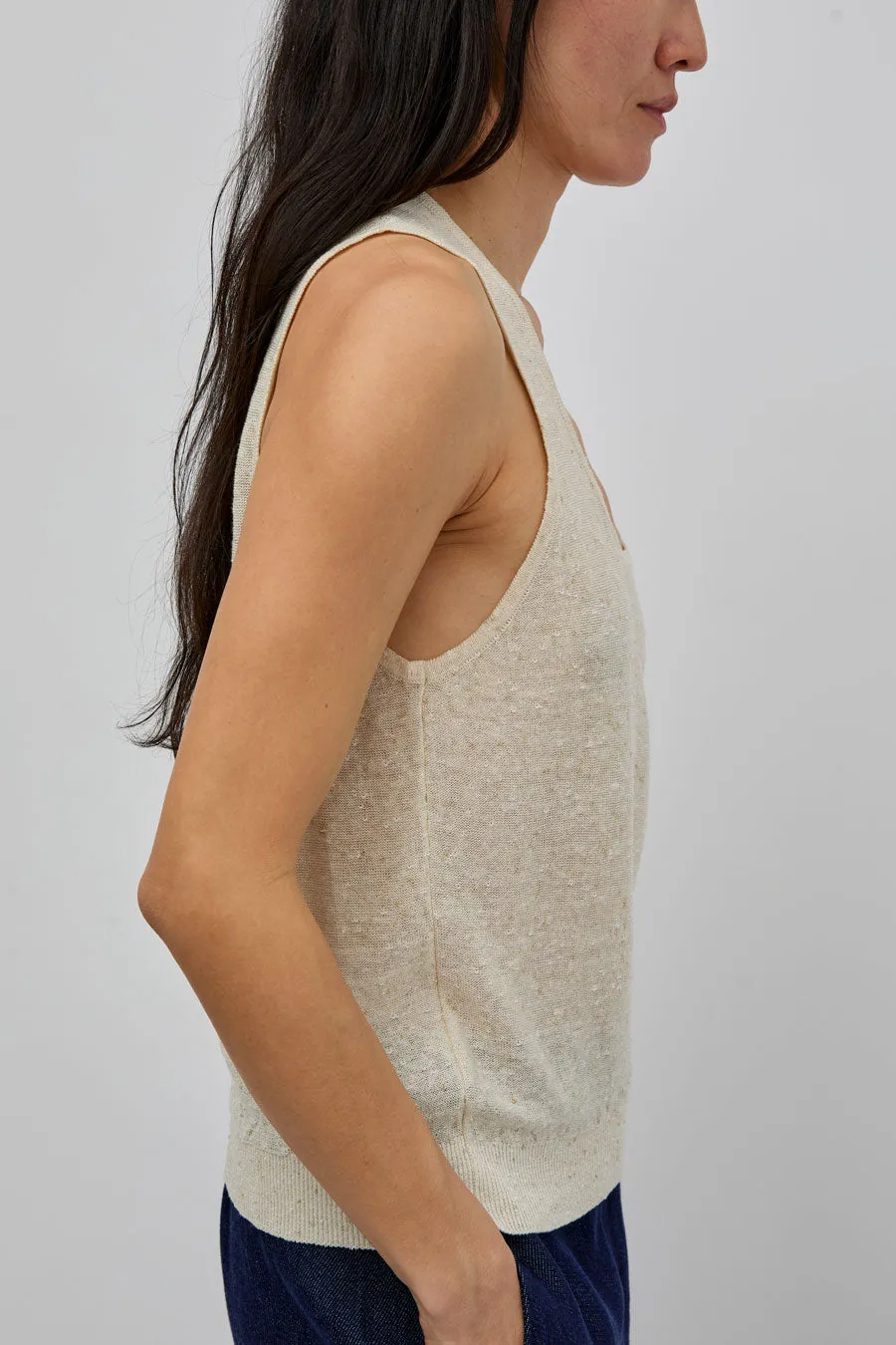 CORDERA Linen and Cotton Flecked Tank Top in Cream sold by No. 6 product image thumbnail 4