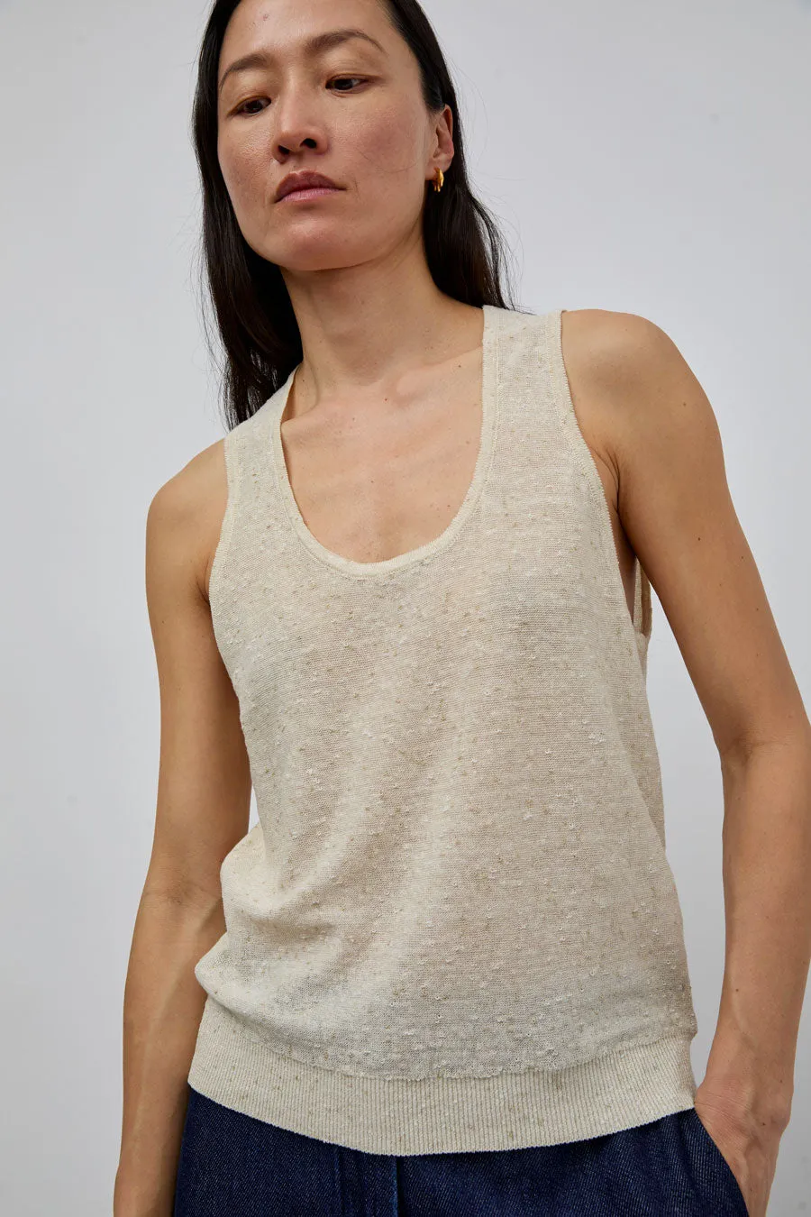 CORDERA Linen and Cotton Flecked Tank Top in Cream sold by No. 6