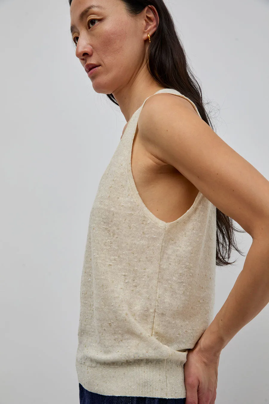 CORDERA Linen and Cotton Flecked Tank Top in Cream sold by No. 6 product image thumbnail 2