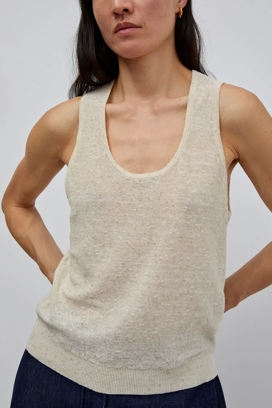 CORDERA Linen and Cotton Flecked Tank Top in Cream sold by No. 6 product image thumbnail 3