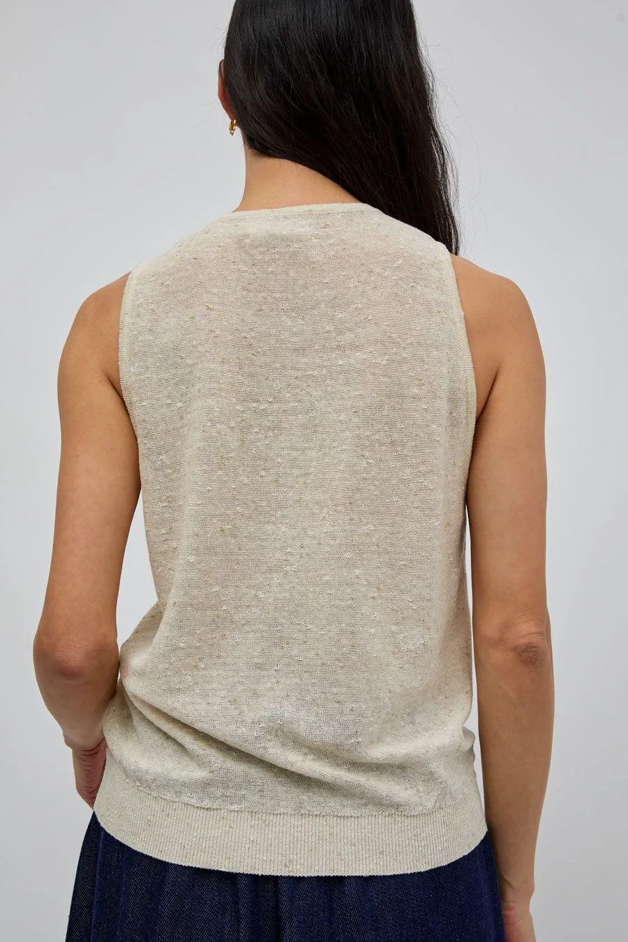 CORDERA Linen and Cotton Flecked Tank Top in Cream sold by No. 6 product image thumbnail 5