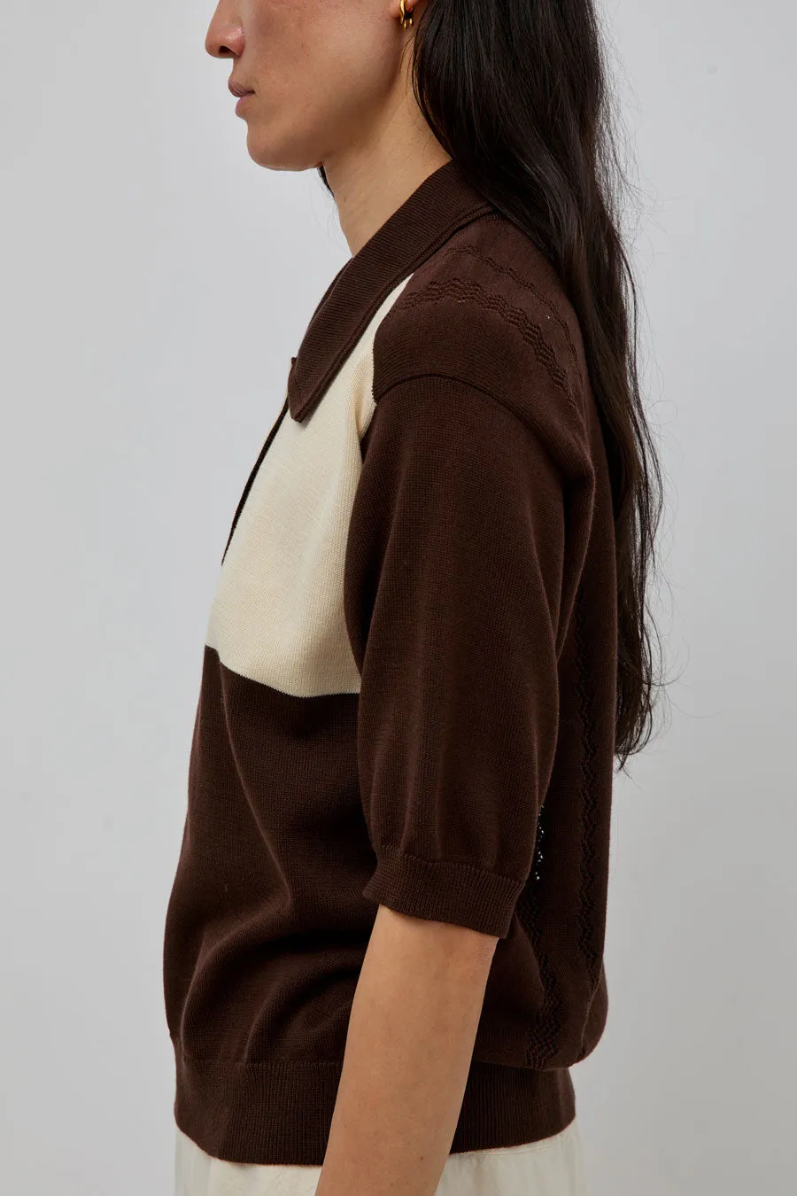 CORDERA Organic Cotton Colorblock Polo in Brown sold by No. 6 product image thumbnail 2