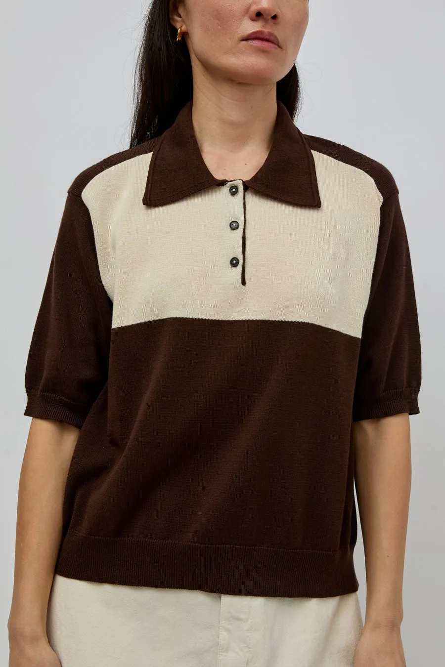 CORDERA Organic Cotton Colorblock Polo in Brown sold by No. 6 product image thumbnail 3
