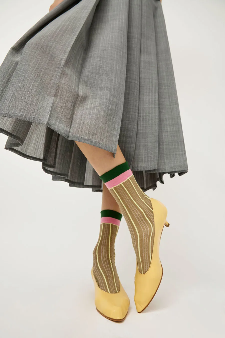 Exquisite J Pinstripe Socks in Bronze sold by No. 6