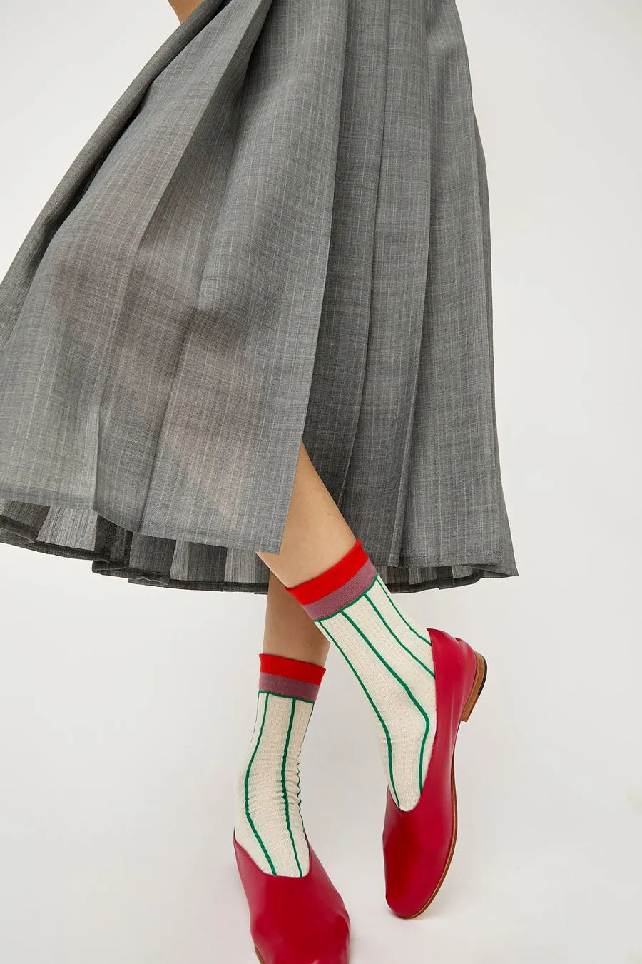 Exquisite J Pinstripe Socks in White sold by No. 6 product image thumbnail 2