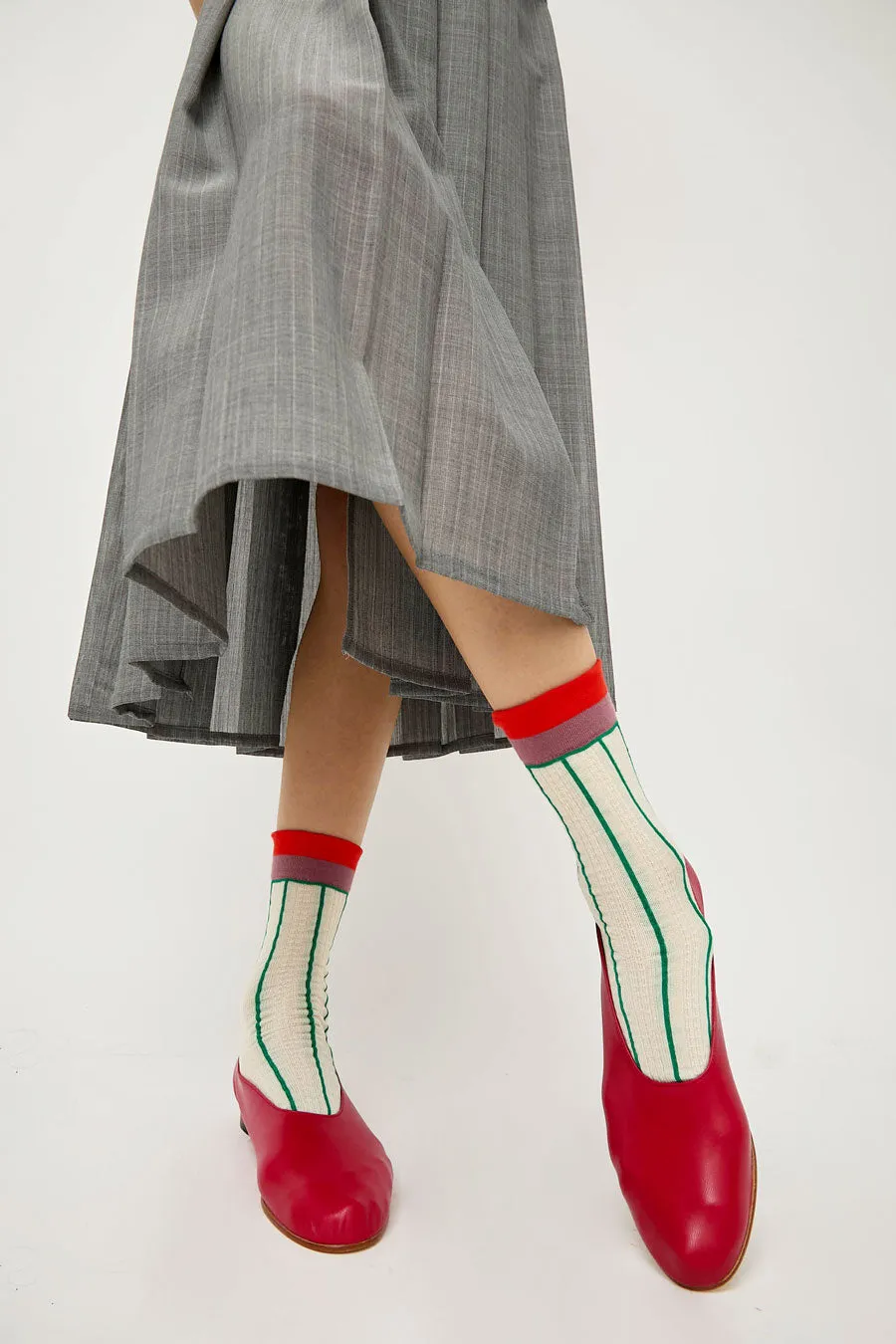 Exquisite J Pinstripe Socks in White sold by No. 6 product image thumbnail 3