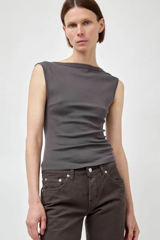 St. Agni Organic Cotton Ballerina Top in Soot made by St. Agni