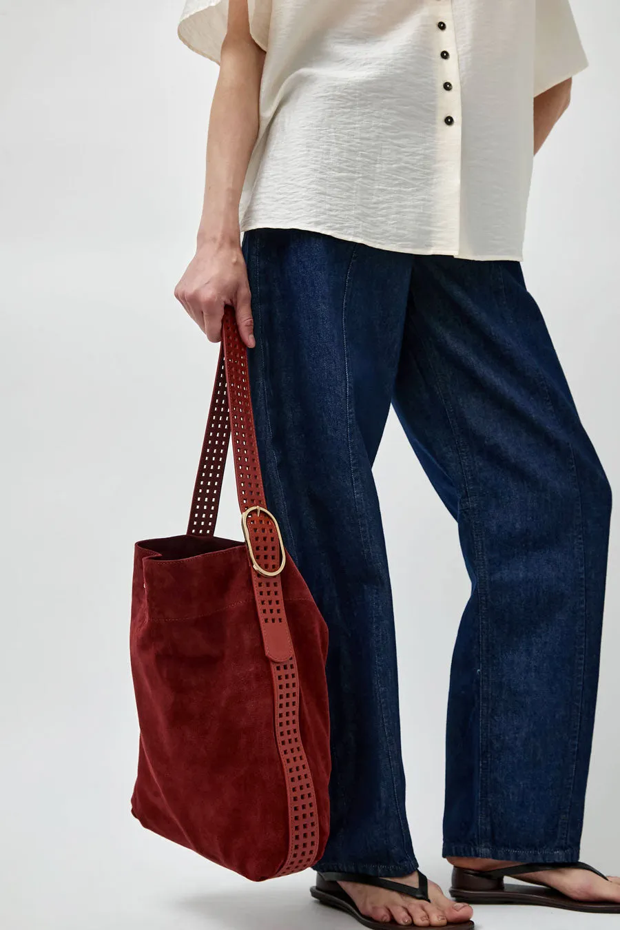 Herbert Frere Soeur Le Enzo Cran Velours Bag in Cognac and Wine sold by No. 6 product image thumbnail 2