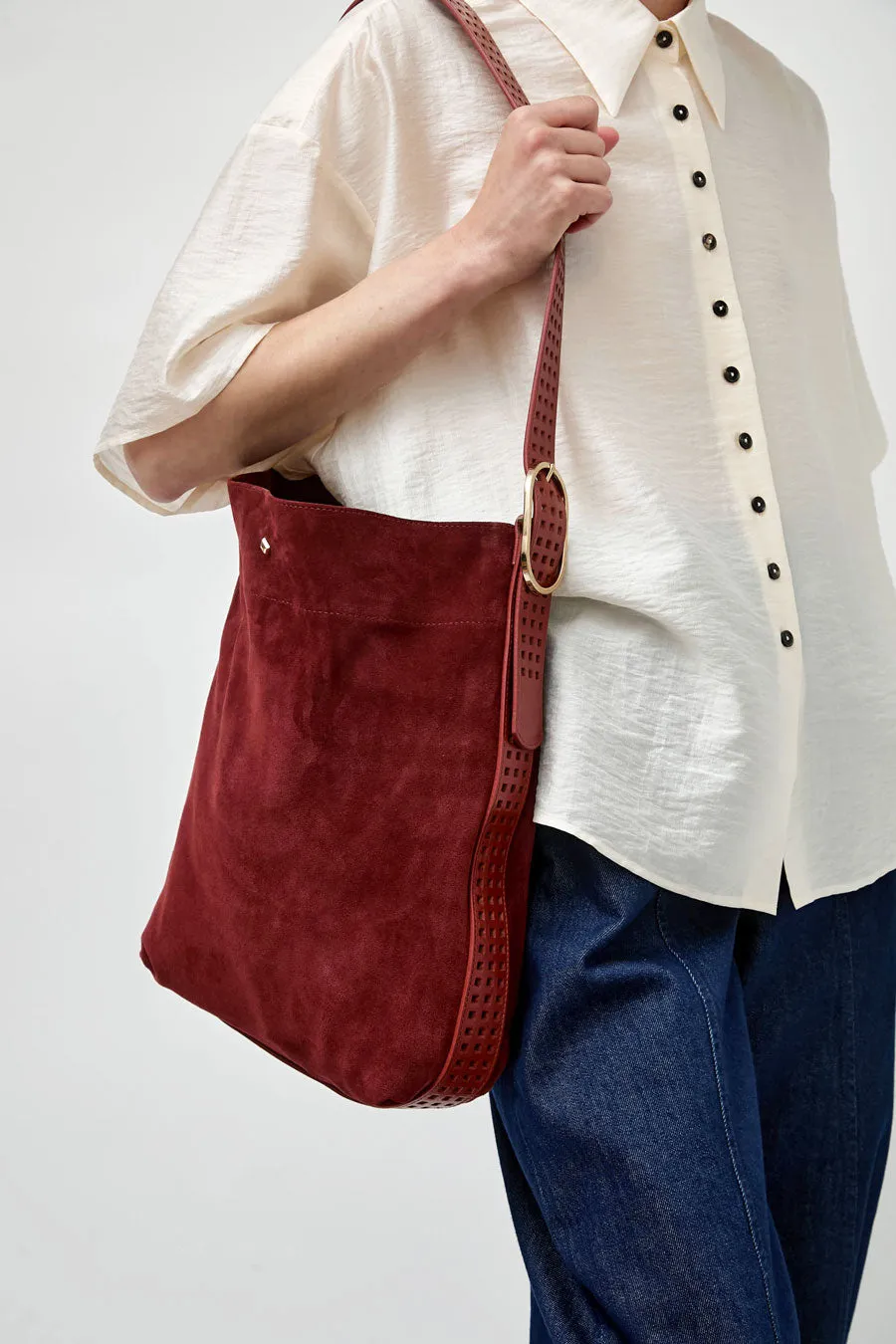 Herbert Frere Soeur Le Enzo Cran Velours Bag in Cognac and Wine sold by No. 6 product image thumbnail 3