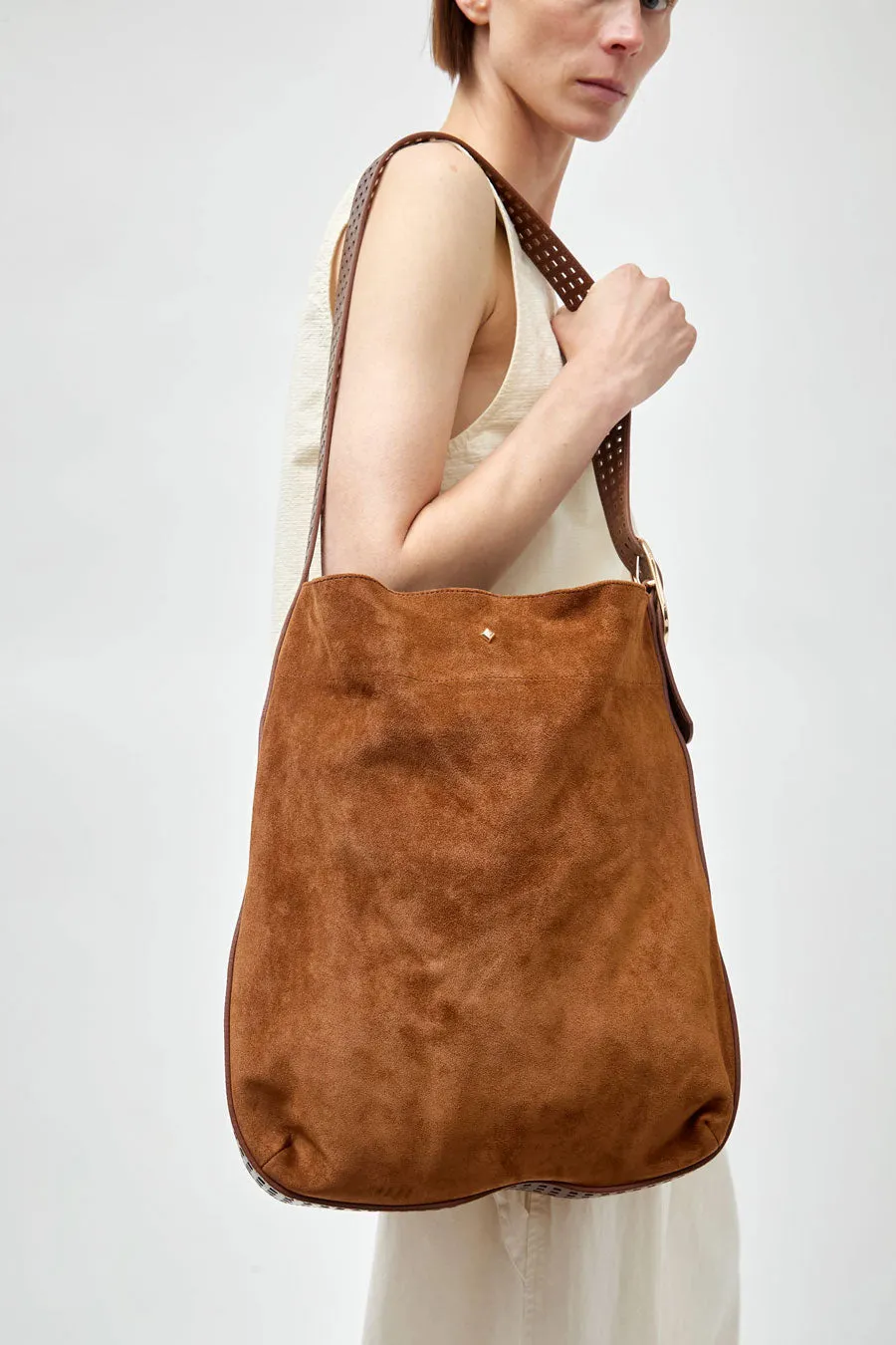 Herbert Frere Soeur Le Enzo Cran Velours Bag in Nutella and Castagna sold by No. 6