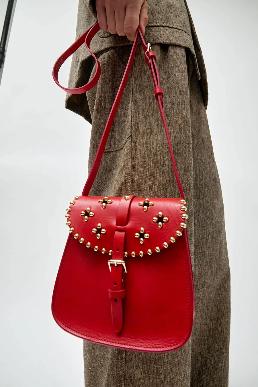 Herbert Frere Soeur Le Sab Rock Fleurs Bag in Rouge sold by No. 6