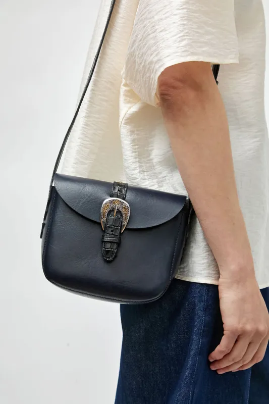 Herbert Frere Soeur Le Sab June Boston Bag in Marine and Sirio Noir made by No. 6