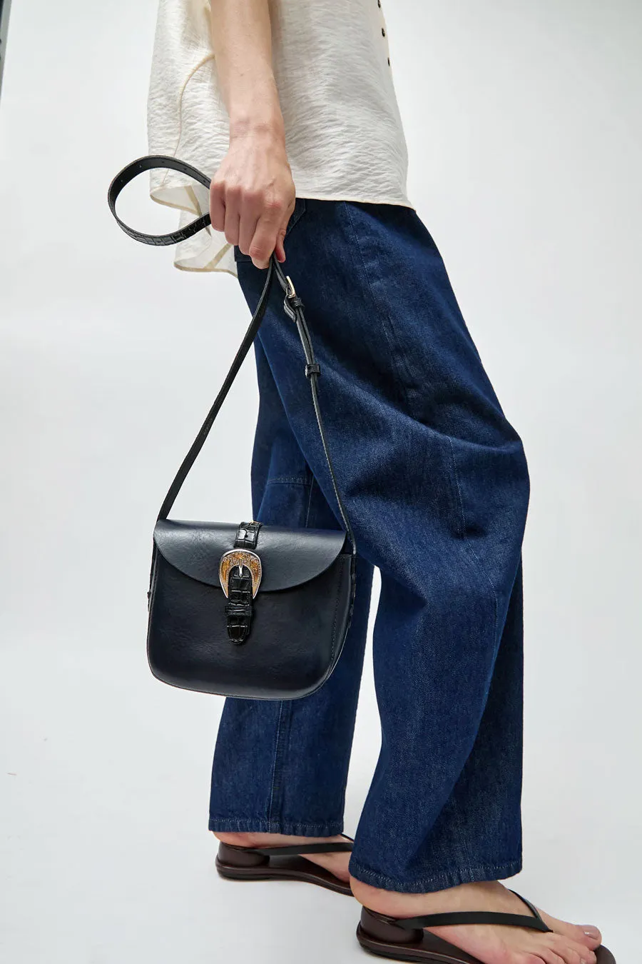 Herbert Frere Soeur Le Sab June Boston Bag in Marine and Sirio Noir sold by No. 6 product image thumbnail 2