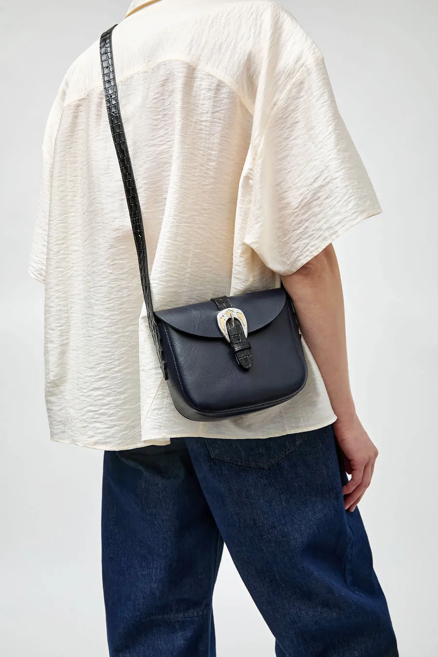 Herbert Frere Soeur Le Sab June Boston Bag in Marine and Sirio Noir sold by No. 6 product image thumbnail 3