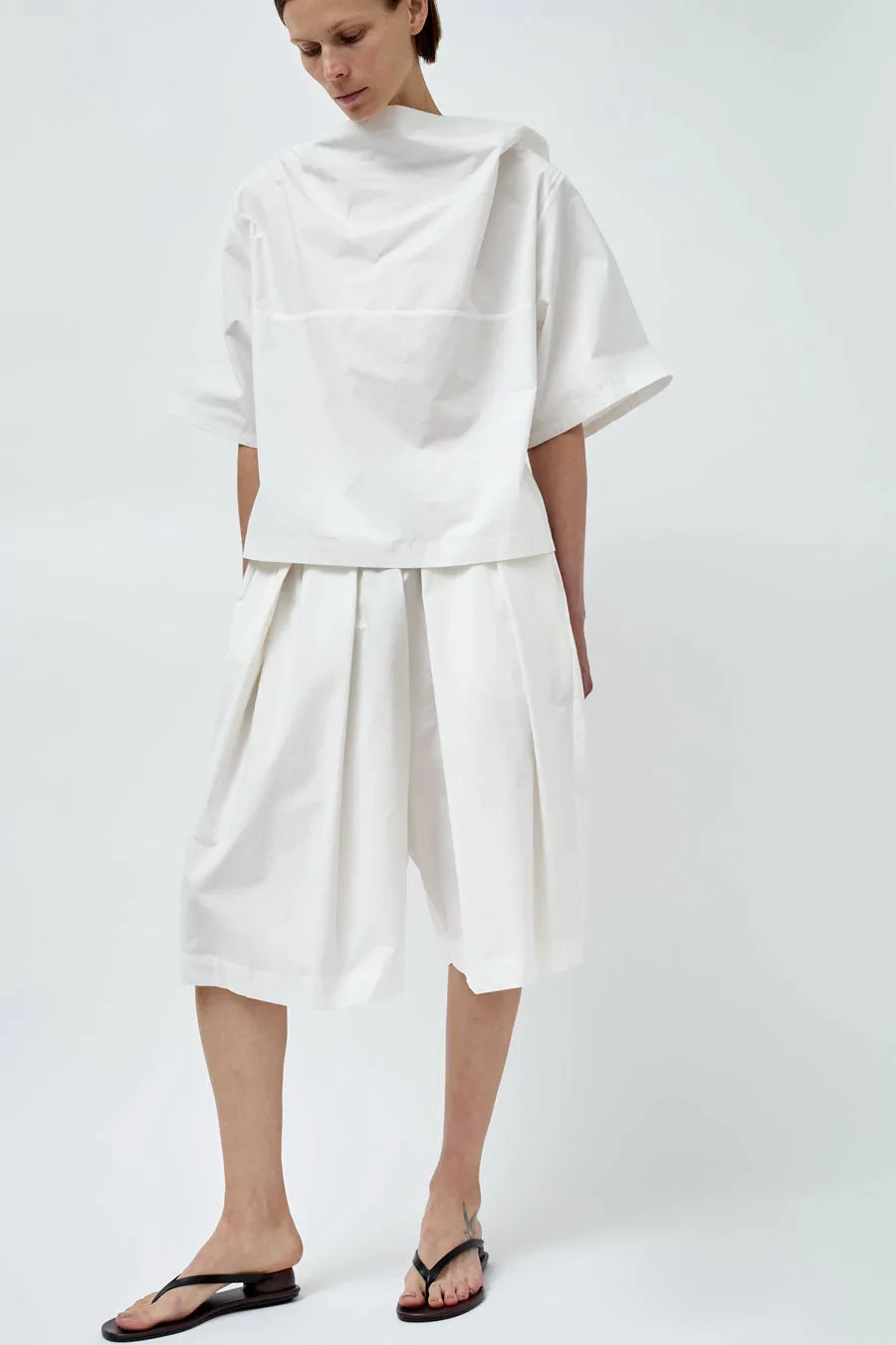 Modern Weaving Boxy Pleat Bermuda in Off White sold by No. 6 product image thumbnail 5