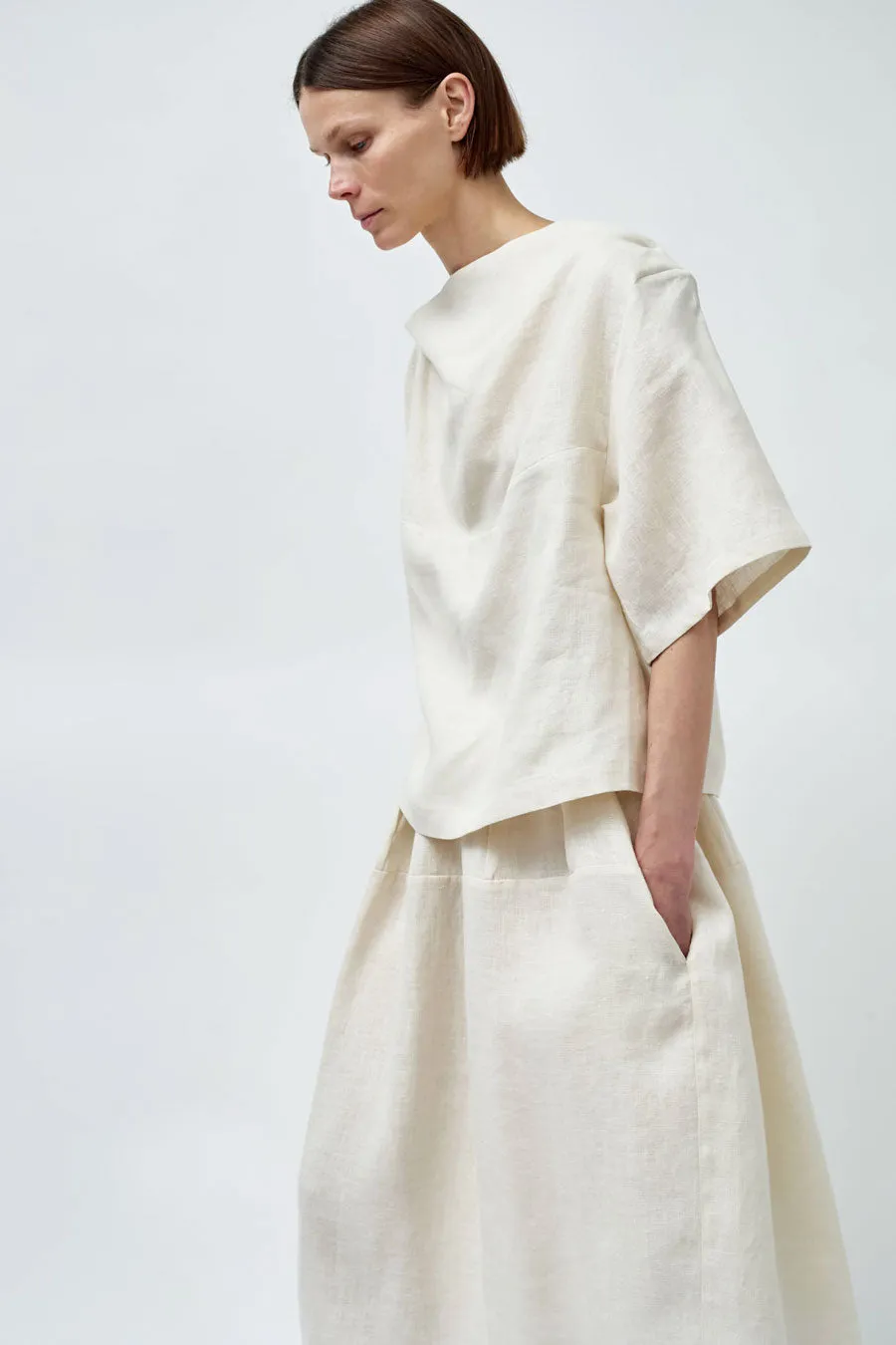 Modern Weaving Sculptural Linen Boxy Tee in Bone sold by No. 6 product image thumbnail 5