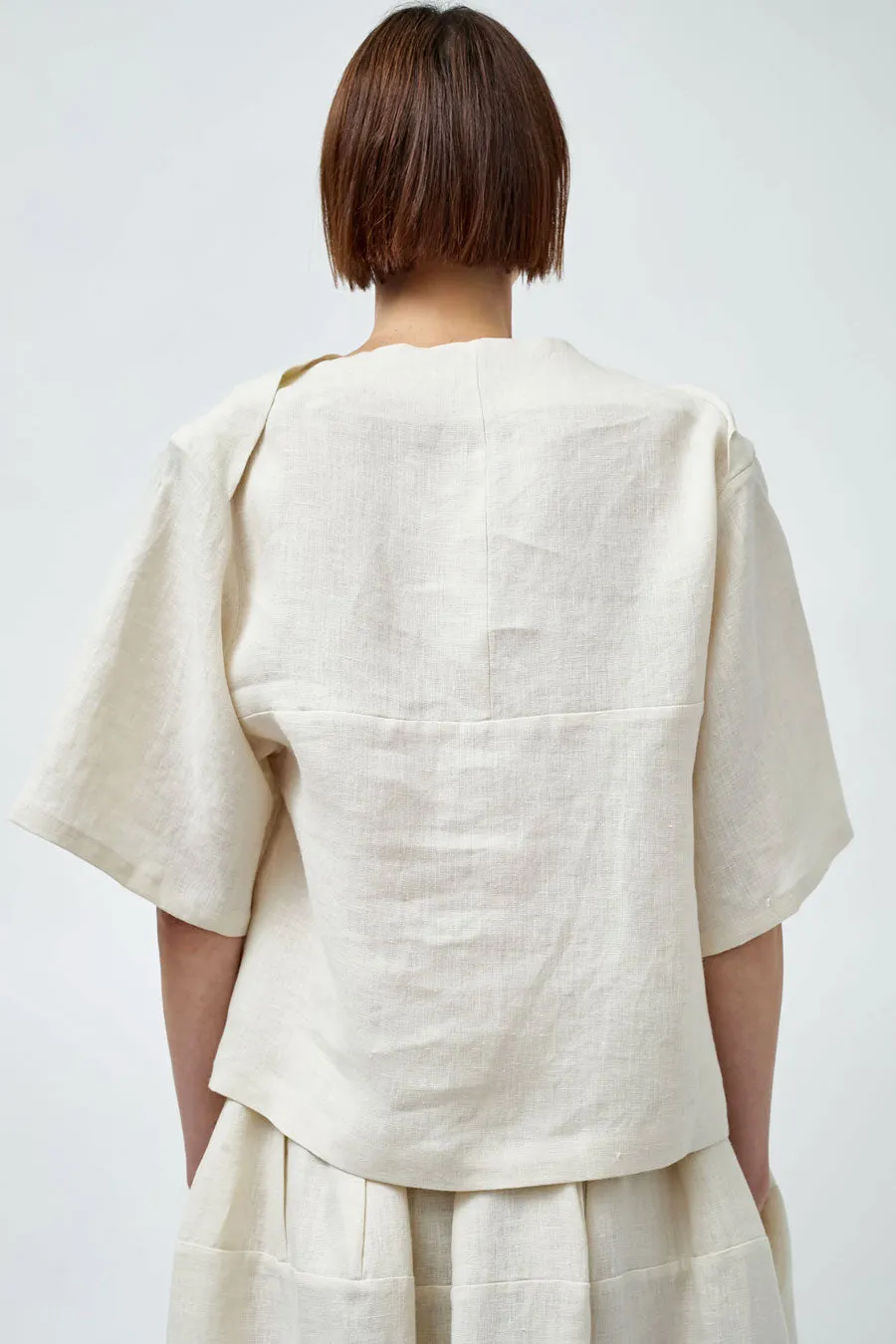 Modern Weaving Sculptural Linen Boxy Tee in Bone sold by No. 6 product image thumbnail 4