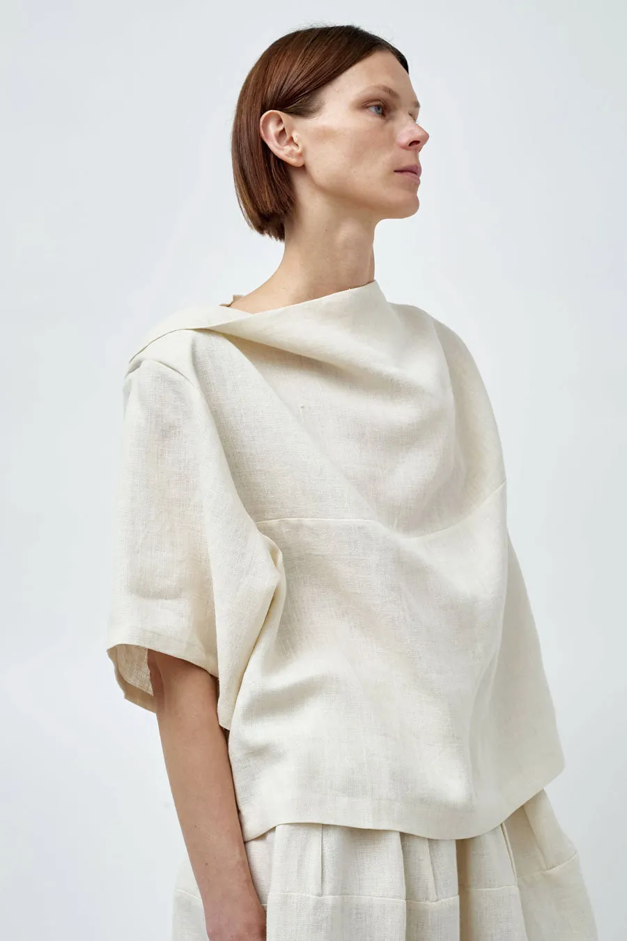 Modern Weaving Sculptural Linen Boxy Tee in Bone sold by No. 6 product image thumbnail 3