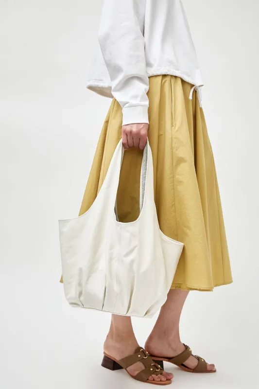 Modern Weaving Petite Pleated Shopper Bag in Cream made by Modern Weaving