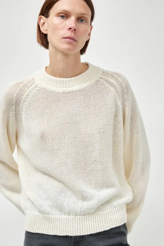 B Sides Lind Crewneck in White made by B Sides Jeans