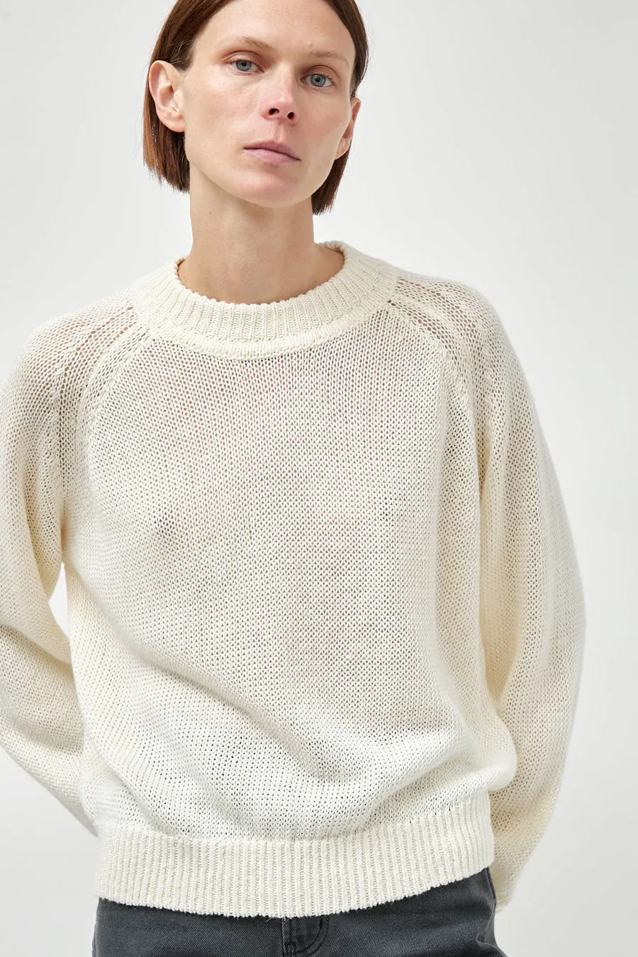 B Sides Lind Crewneck in White sold by No. 6