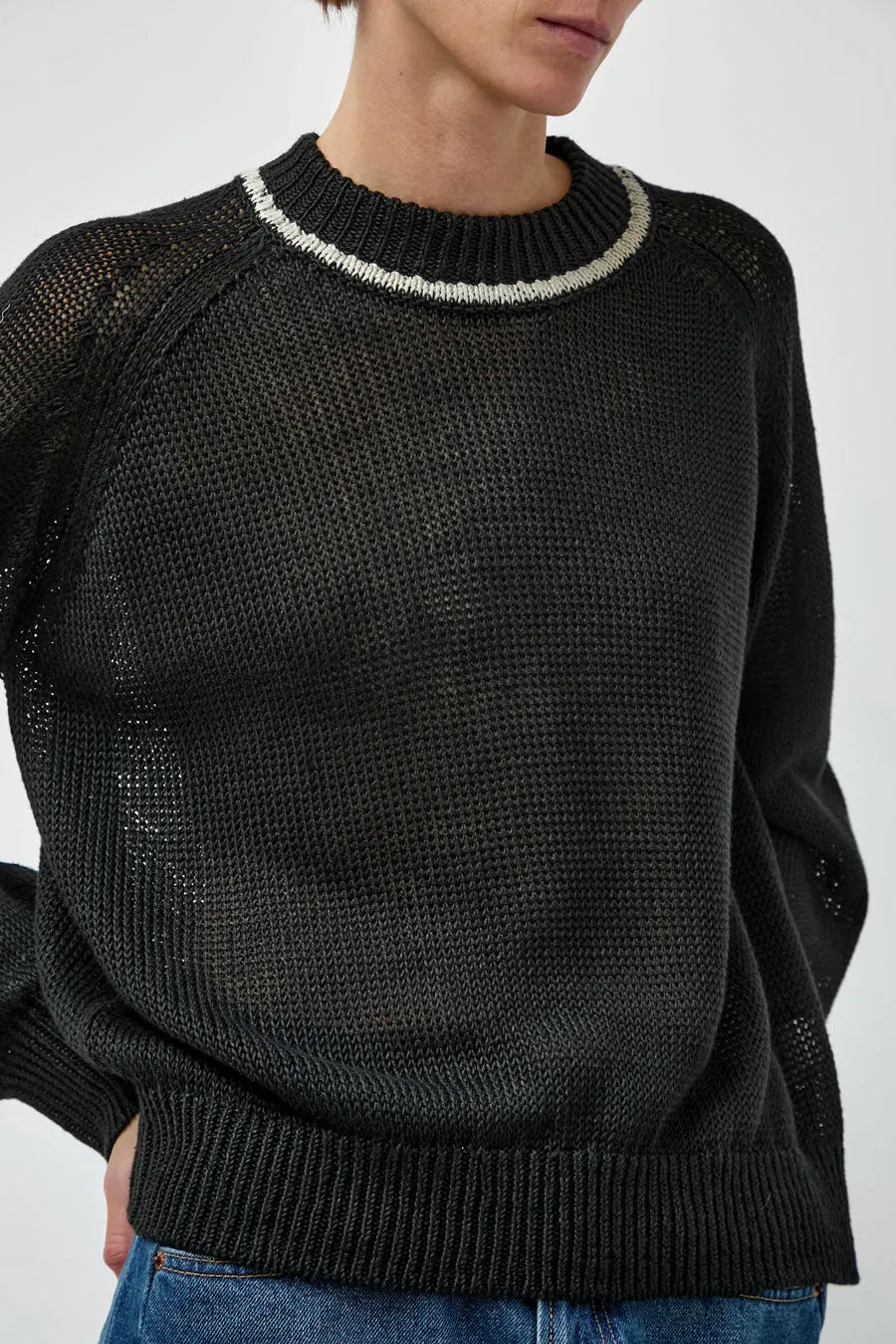 B Sides Lind Ringer Crewneck in Black and White sold by No. 6 product image thumbnail 3