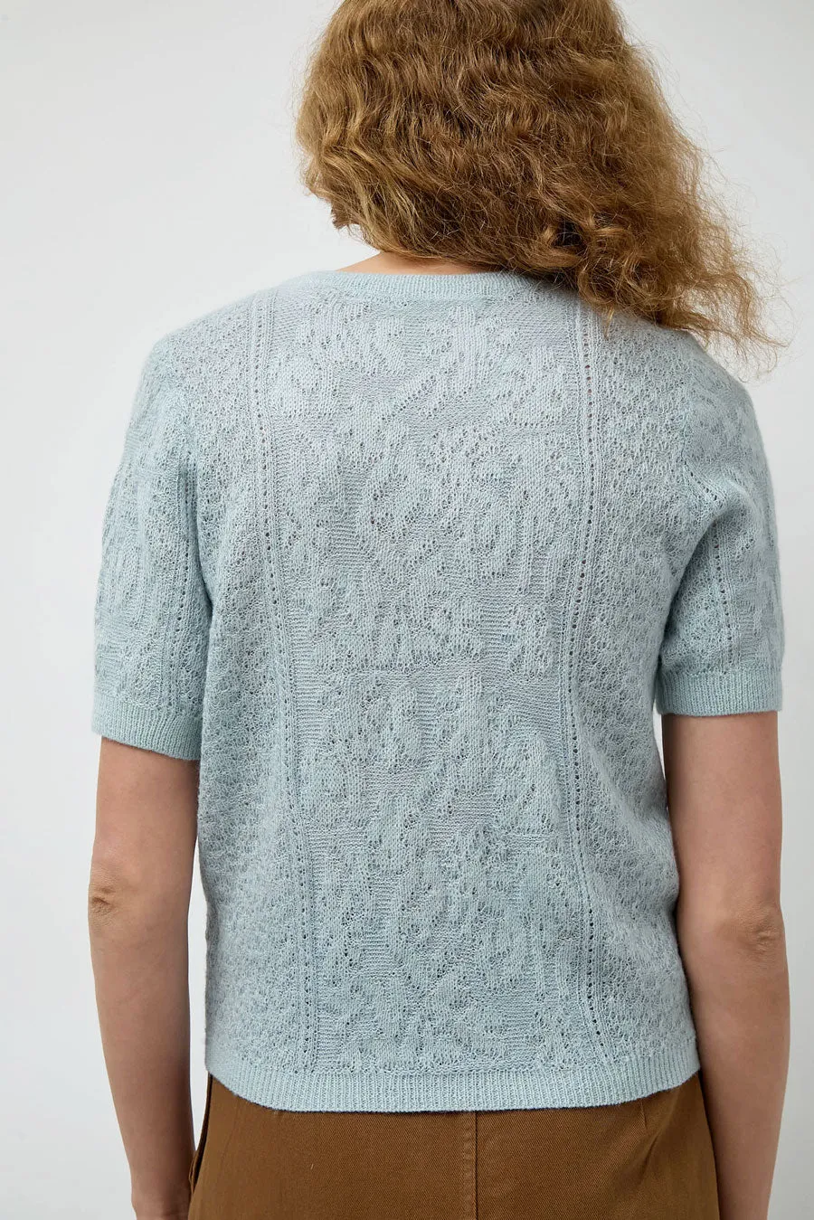 Atelier Delphine Lacy Short Sleeve Cardigan in Light Blue sold by No. 6 product image thumbnail 5