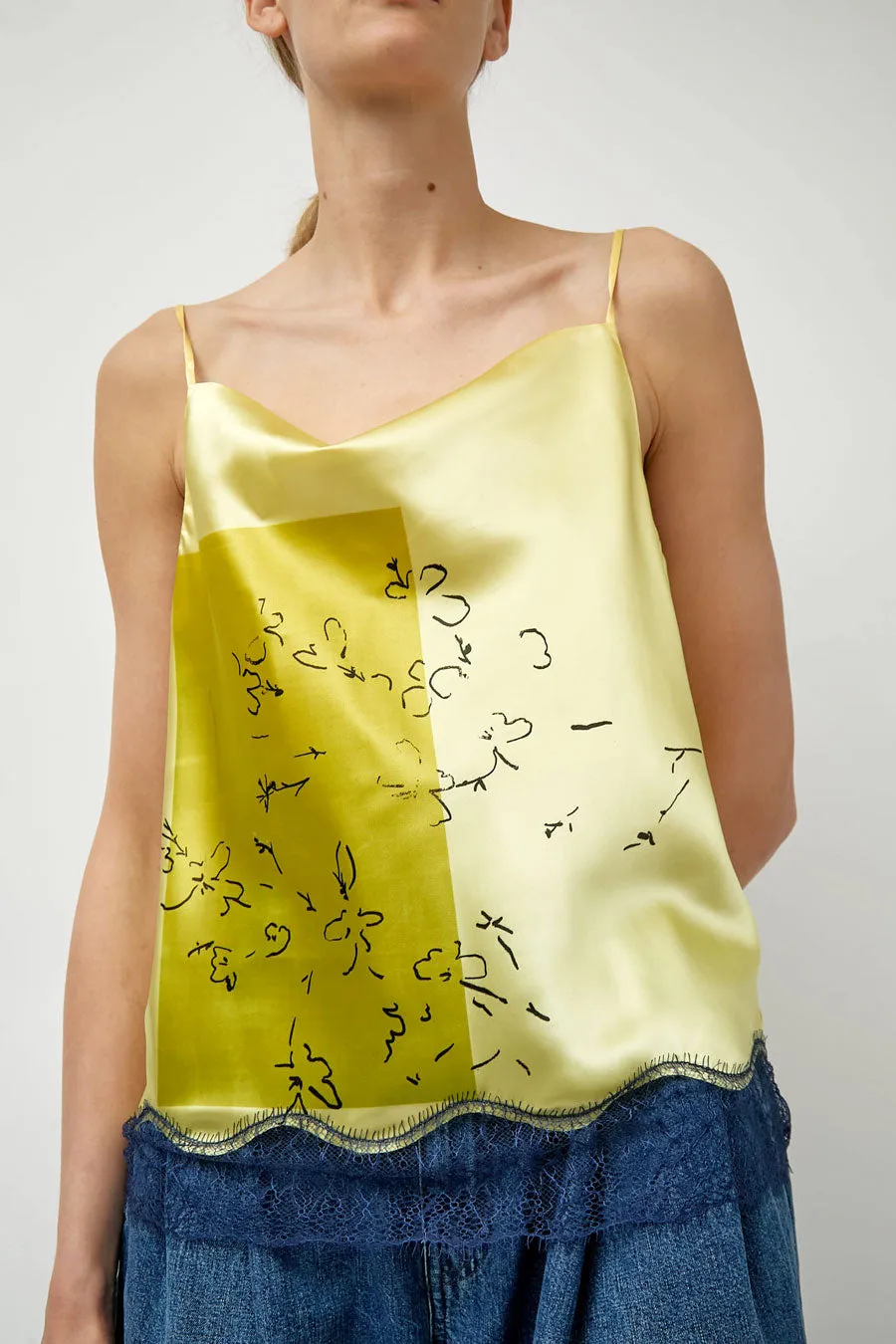 Tanaka Combi Cami Top in Light Yellow with Flowers sold by No. 6