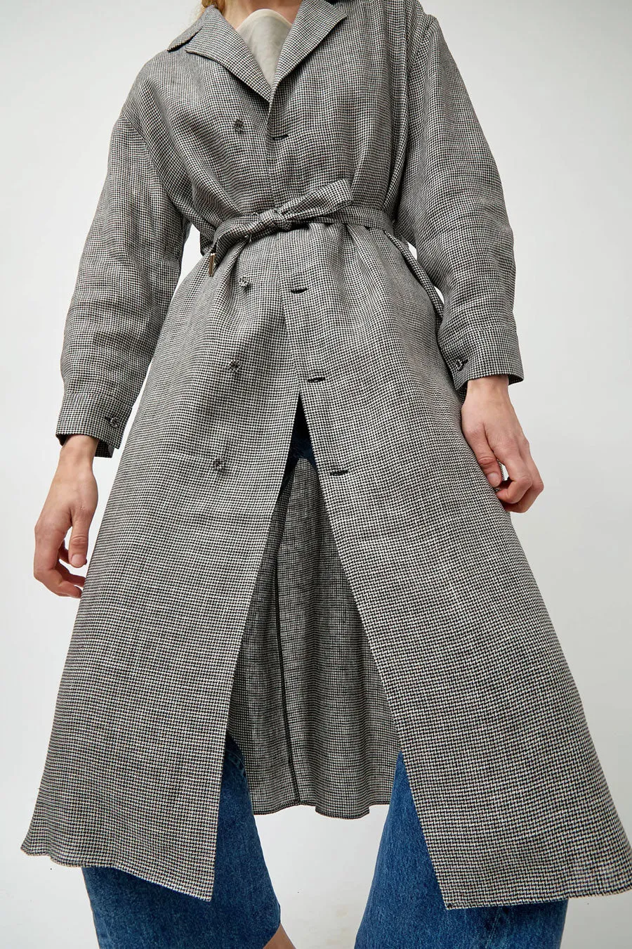 Tanaka Trench Dress in Houndstooth sold by No. 6 product image thumbnail 3