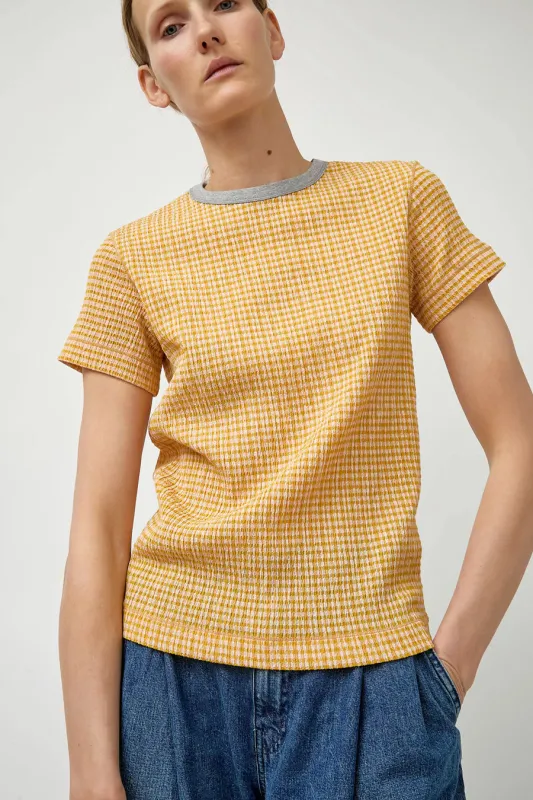 Tanaka Compact Tee in Orange Gingham made by TANAKA