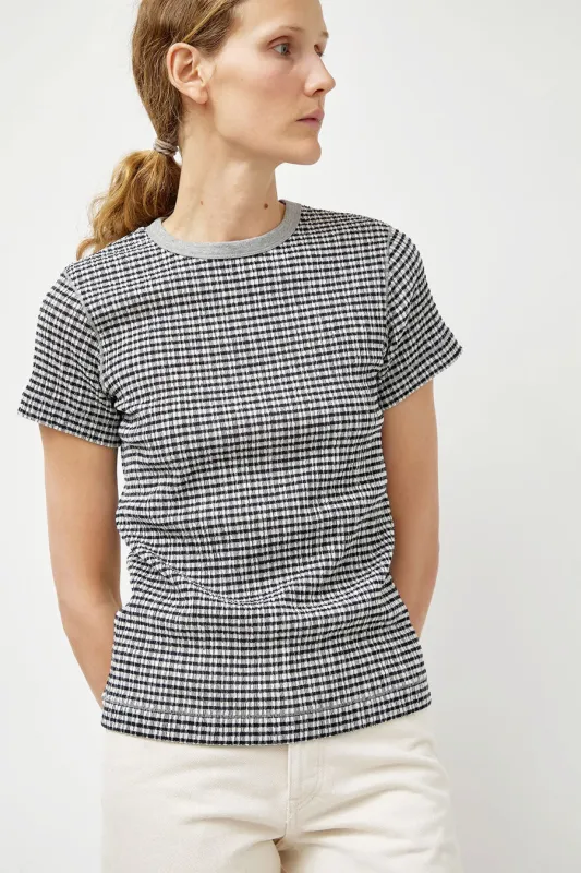 Tanaka Compact Tee in Black Gingham made by TANAKA